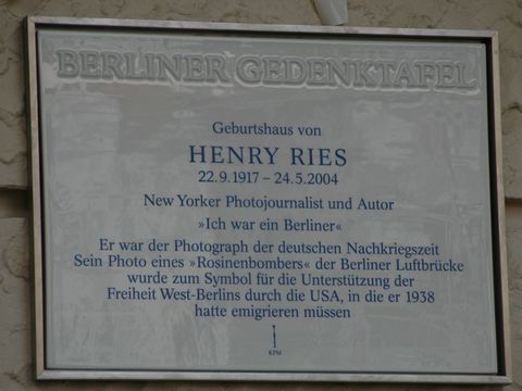 Gedenktafel für Henry Ries, 3.6.2008, Foto: Andreas Fritsch
