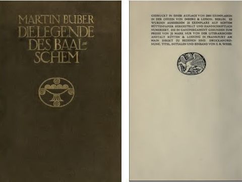Bildvergrößerung: Martin Buber, Die Legende des Baalschem, 1908, Einband und Innenseite