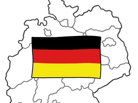Deutschlandkarte mit der Deutschlandfahne