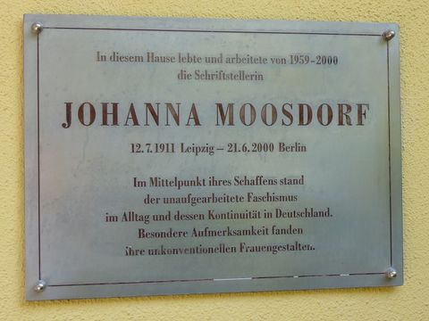 Gedenktafel für Johanna Moosdorf, 19.8.2010, Foto: KHMM