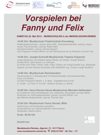 Plakat Vorspielen bei Fanny und Felix