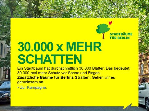 Kampagne Stadtbäume für Berlin - 30.000 X MEHR SCHATTEN