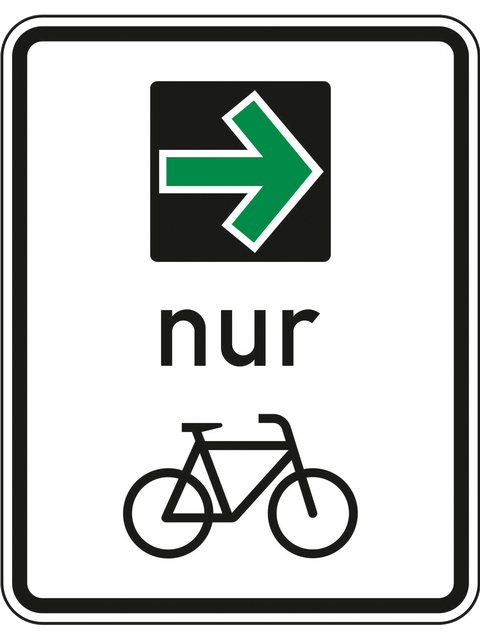 Schild mit grünem Pfeil nur für Fahrradfahrer