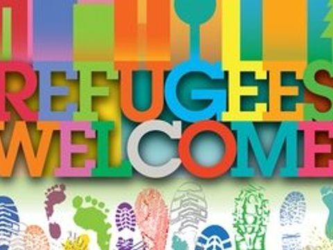 Willkommensgruß für Flüchtlinge