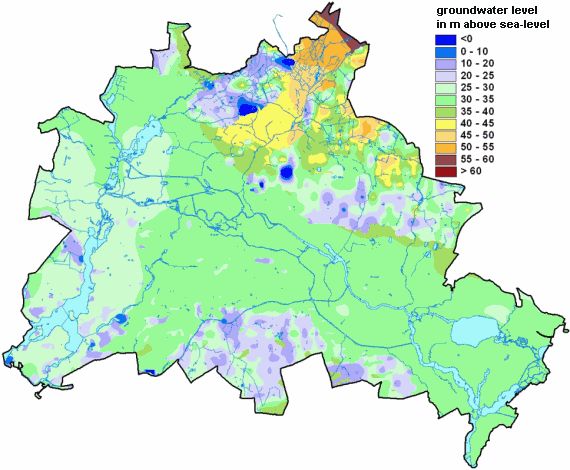 Fig. 7: Groundwater level in Berlin, in meters above sea-level