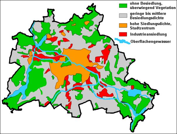 Abb. 4: Vereinfachte Darstellung der Besiedlungsstruktur von Berlin