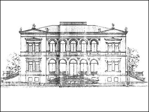 Villa Ruhwald, Hinterseite, Entwurf zum Umbau 1892