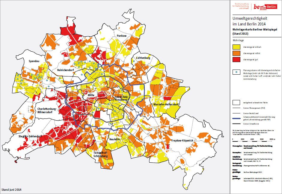 Bildvergrößerung: Abb. 3: Verteilung der Wohnlagen auf der Ebene der Planungsräume in Berlin 
