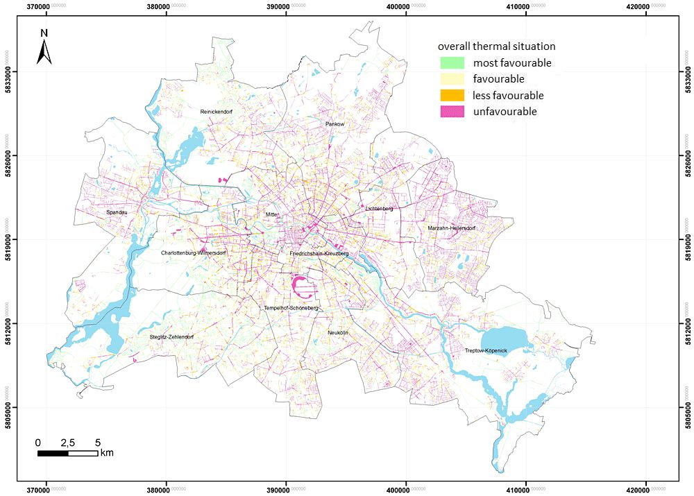 Enlarge photo: Overall evaluation of the thermal situation on public roads, paths and places in Berlin