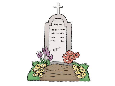 Friedhofsgrab mit einem Grabstein