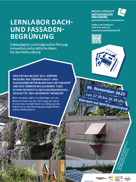 Einladungsplakat Lernlabor „Dach- und Fassadenbegrünung & tiergerechte Planung“