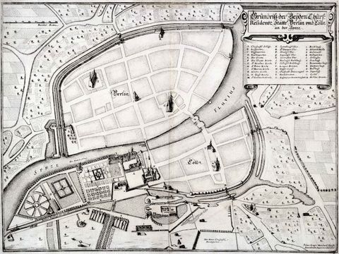 Bildvergrößerung: "Grundriss der beyden Churf[ürstlichen] Residentz Stätte Berlin und Cölln an der Spree" um 1648