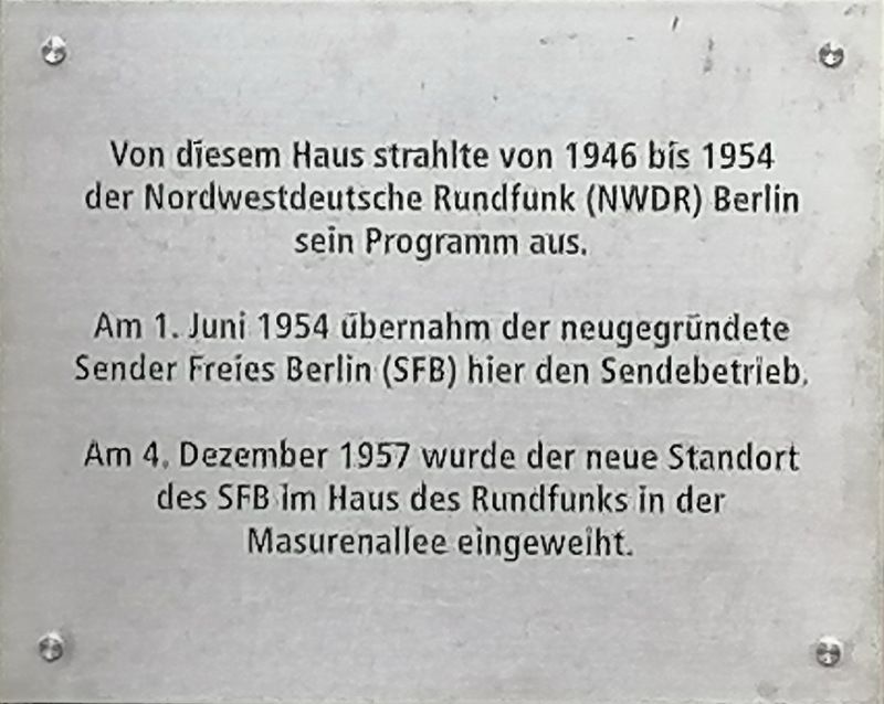Gedenktafel für den Sender Freies Berln (SFB)