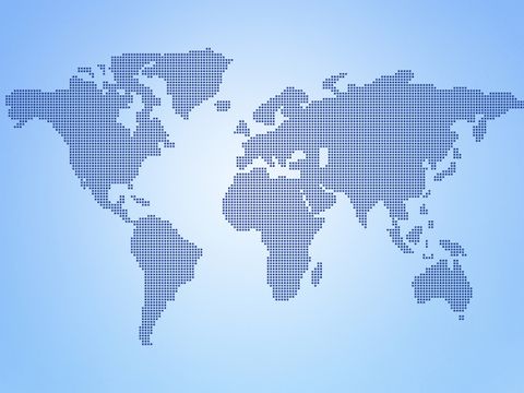 Weltkarte aus blauen Punkten hergestellt