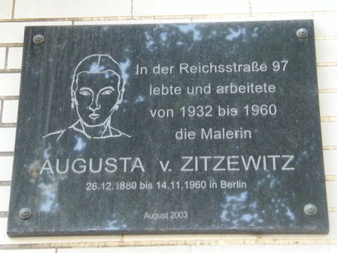 Bildvergrößerung: Gedenktafel für Augusta v. Zitzewitz