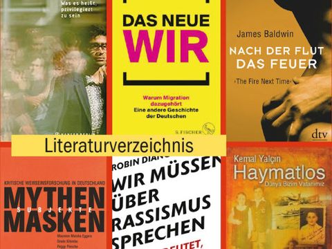 Flyer mit dem Angebot über Bücher mit Rassismuskritik und Migration