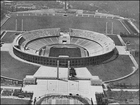 Olympiastadion, Luftbild, aus W. March, Bauwerk Reichssportfeld