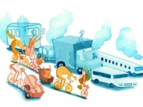 Illustration mit verschiedenen Fahrzeugen