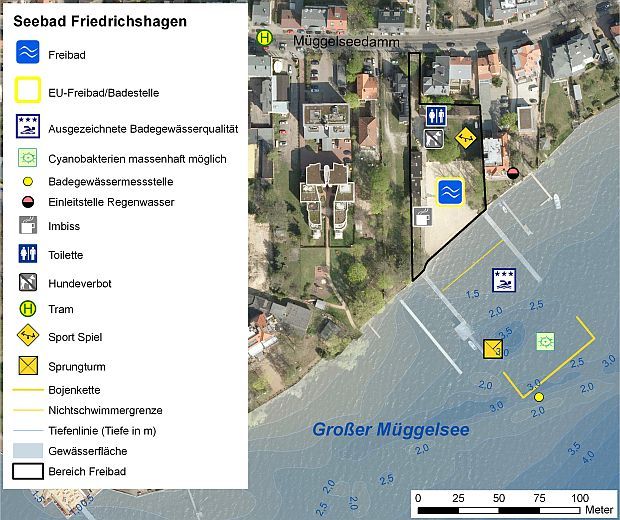 Abb. 2:Infrastruktur der Badestelle Seebad Friedrichshagen 
