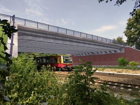 Visualisierung des Ersatzneubaus der Südlichen Blumberger Damm Brücke, Blick in Nordwest-Richtung