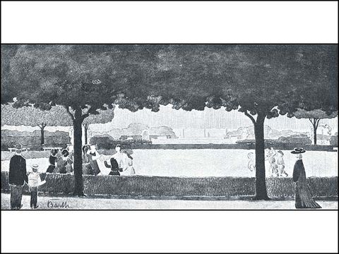 Erwin Barth - Goslarer Platz, Perspektive des Spielplatzes, 1912, Aquarell