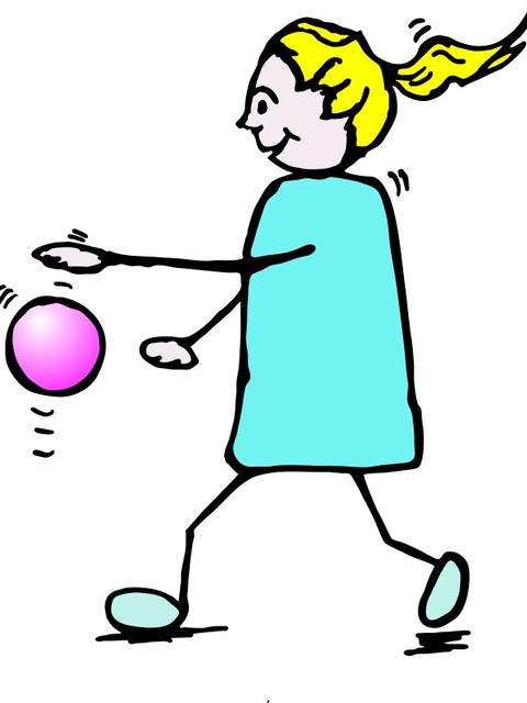Zeichnung eines Prellball spielendes Mädchens