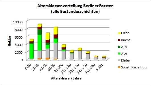 Abb. 5: Altersklassenverteilung Berliner Forsten (alle Bestandesschichten) 