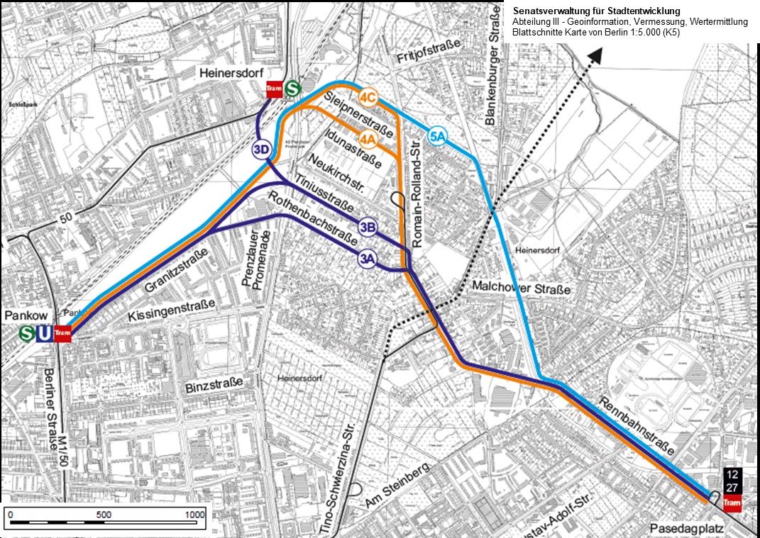 Bildvergrößerung: Abbildung 1: Strecken der 2. Stufe zur Bestimmung der planerisch zu bevorzugenden Variante für die Trassenführung