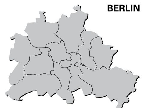 Karte Berlin mit Bezirken grau 