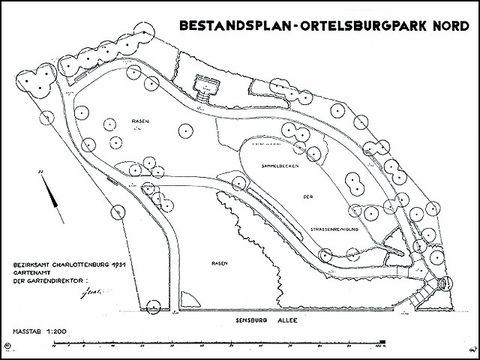 Bestandsplan Ortelsburgpark Nord von Felix Buch 1931