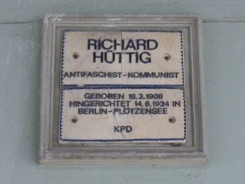 Bildvergrößerung: Gedenktafel für Richard Hüttig, 28.6.2012