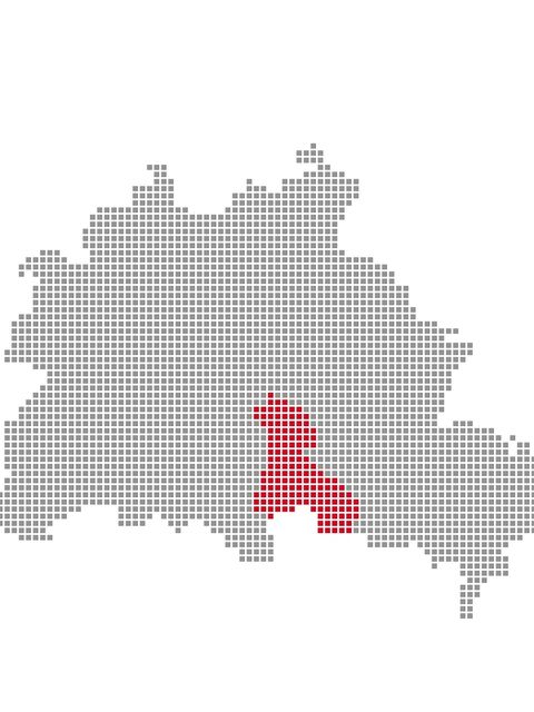 Umrisskarte von Berlin, wobei der Bezirk Neukölln besonders hervorgehoben wurde