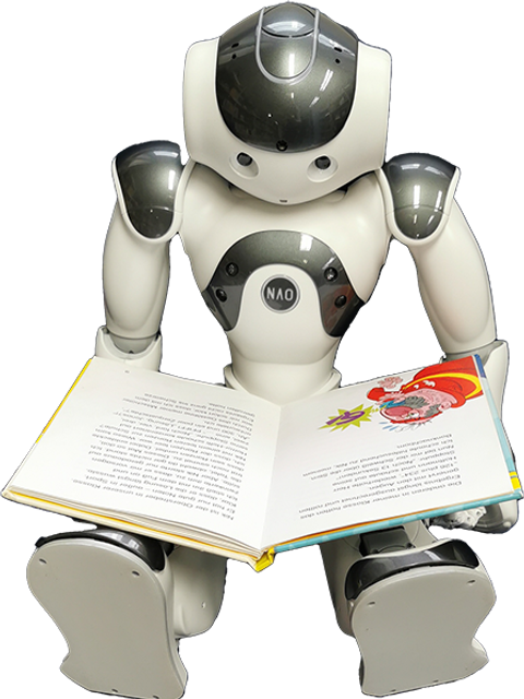 Roboter lies aus einem Buch