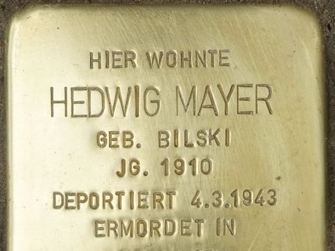 Stolperstein Hedwig Mayer, Foto:H.-J. Hupka, 2014