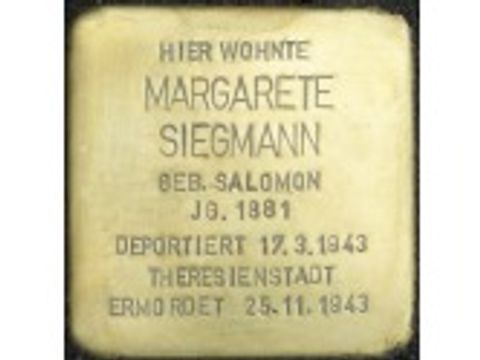 Bildvergrößerung: Stolperstein Margarete Siegmann