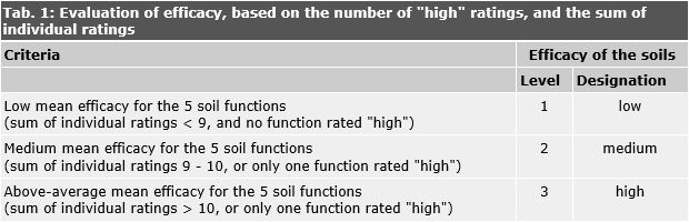 Tab. 1: Evaluation of efficacy, based on the number of "high" ratings, and the sum of individual ratings