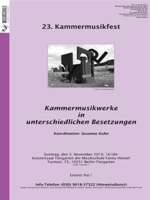 Bildvergrößerung: Plakat 23. Kammermusikfest 2019