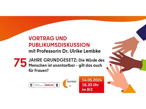 Flyer 75 Jahre Grundgesetz Vortrag und Publikumsdiskussion mit Professorin Dr. Ulrike Lembke