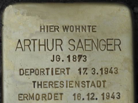Bildvergrößerung: Stolpertein Arthur Saenger Johann-Georg-Straße 23 (2)