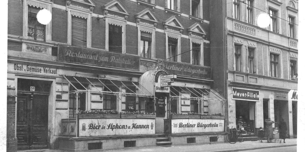 Ansicht des ehemaligen Restaurants „Ratskeller“ aus dem Jahr 1938 auf der heutigen Dörpfeldstraße 58
