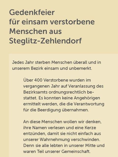 Bildvergrößerung: Gedenkfeier für einsam verstorbene Menschen aus Steglitz-Zehlendorf am 25.11.2022 (Rückseite)