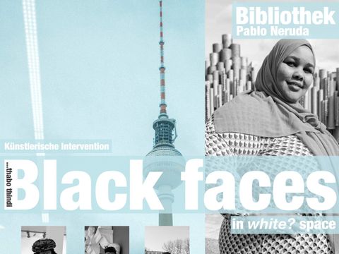 Ausstellungsplakat mit Motiven der Ausstellung Black faces in white? space