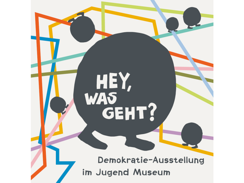 Illustration mit dem Logo zur Ausstellung „Hey, was geht?“