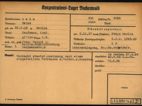 Heinz Dehn Konzentrationslager Bericht