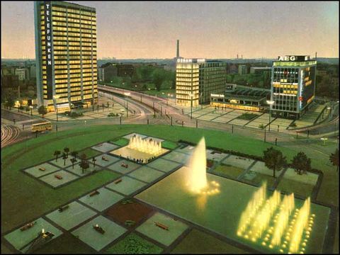 Ernst-Reuter-Platz am Abend um 1969, Postkarte