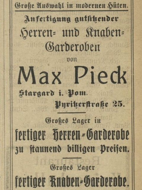 Bildvergrößerung: Adressbuch Stargard 1914