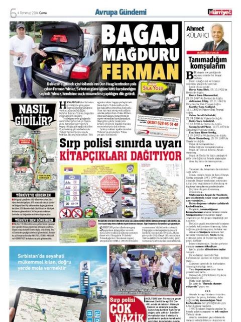 Bildvergrößerung: Auszug der türkischen Tageszeitung Hürriyet