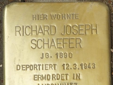 Stolperstein Richard Joseph Schaefer, Foto:H.-J. Hupka, 2014