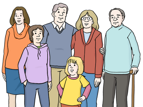 Zeichnung: Familien-Mitglieder unterschiedlichen Alters