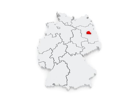 Karte von Deutschland mit Grenzen Bundesländern und Berlin markiert